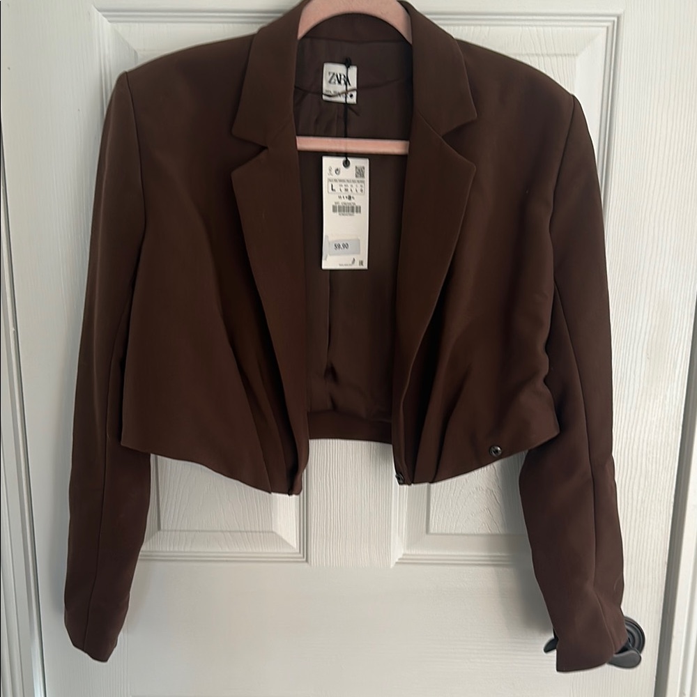 NWT Zara Cropped Brown Blazer Versatile Suit Jacket